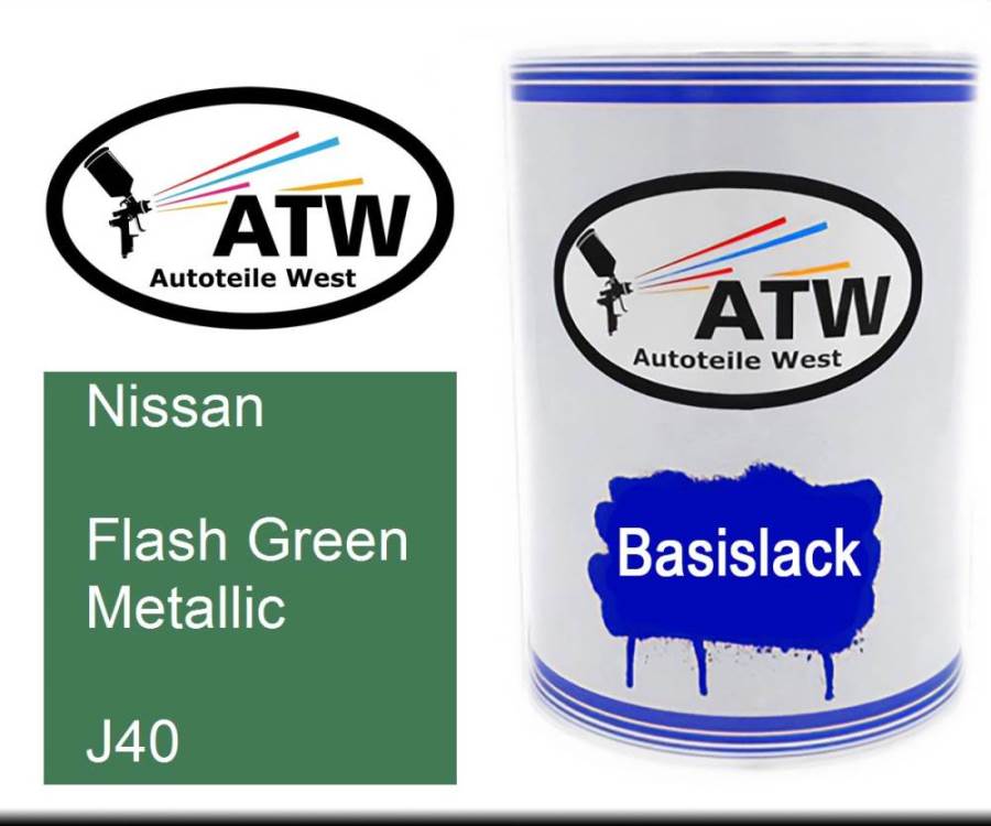 Nissan, Flash Green Metallic, J40: 500ml Lackdose, von ATW Autoteile West.